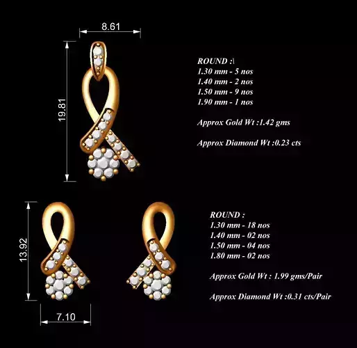 Women Pendants Earrings Set