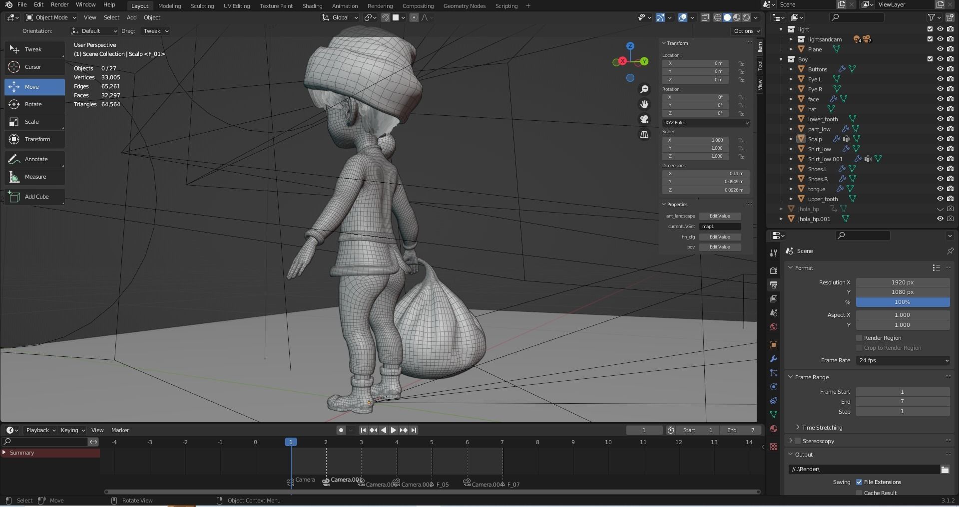 Cartoon Santa Boy NO Rigged in Blender Low-poly 3D model_10