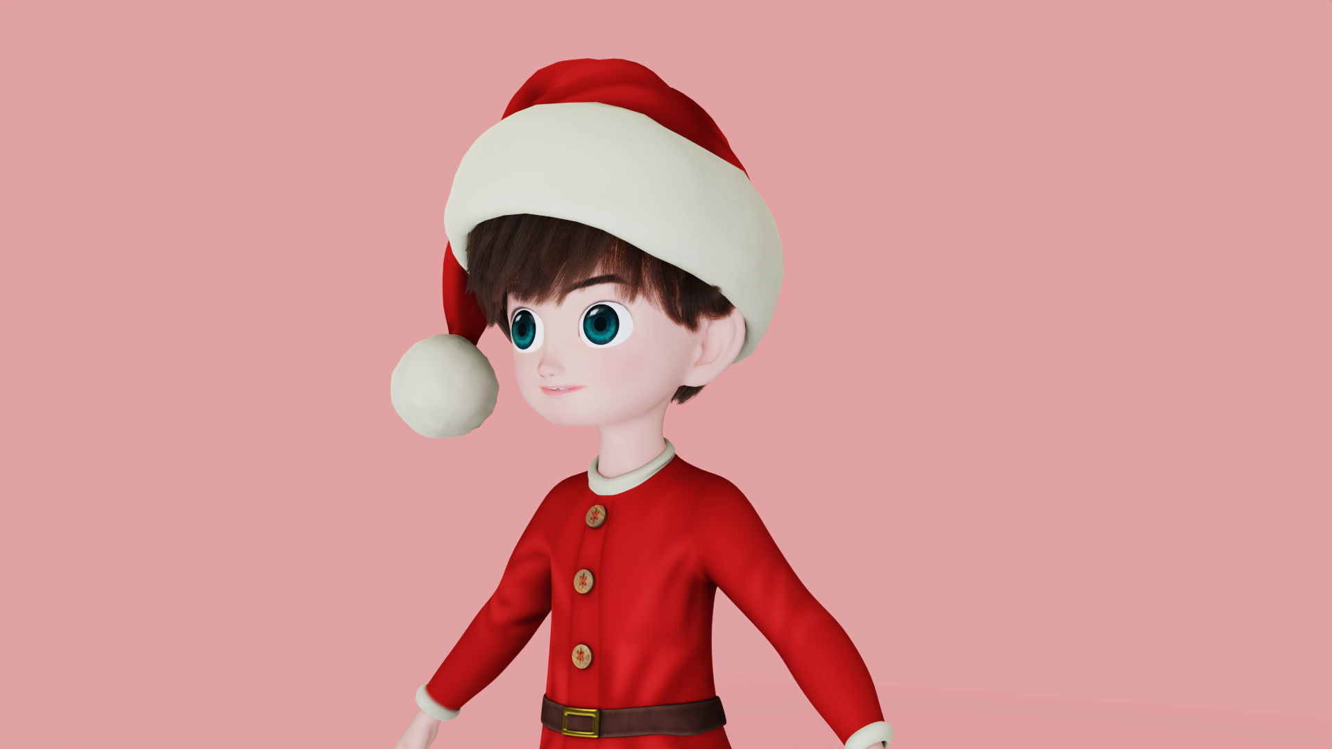 Cartoon Santa Boy NO Rigged in Blender Low-poly 3D model_2