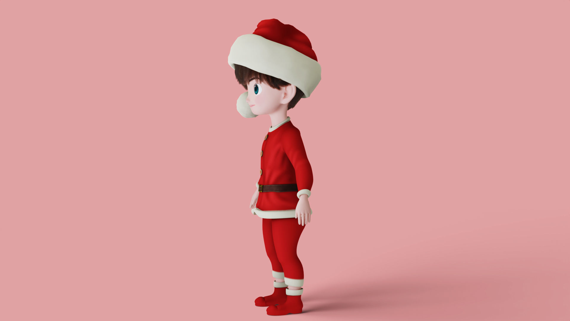 Cartoon Santa Boy NO Rigged in Blender Low-poly 3D model_3