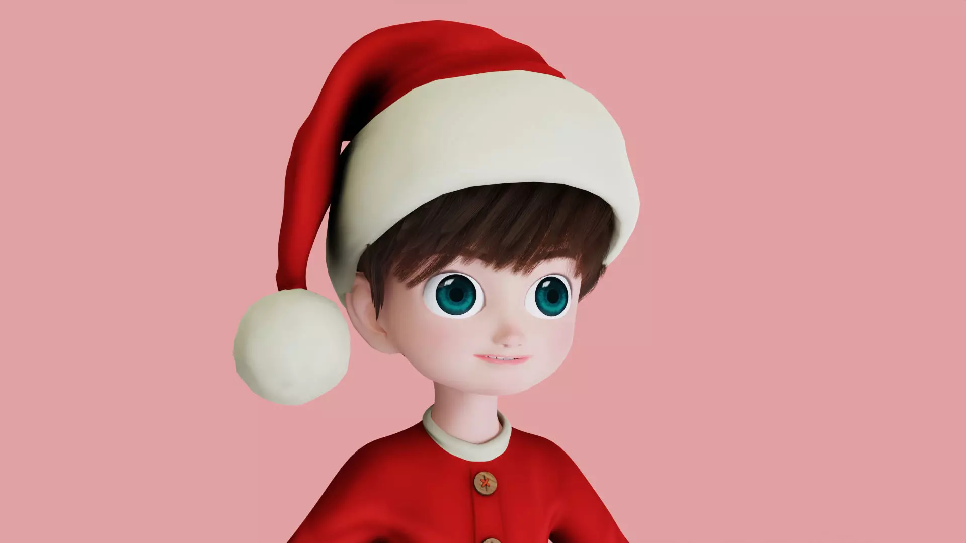 Cartoon Santa Boy NO Rigged in Blender Low-poly 3D model_0