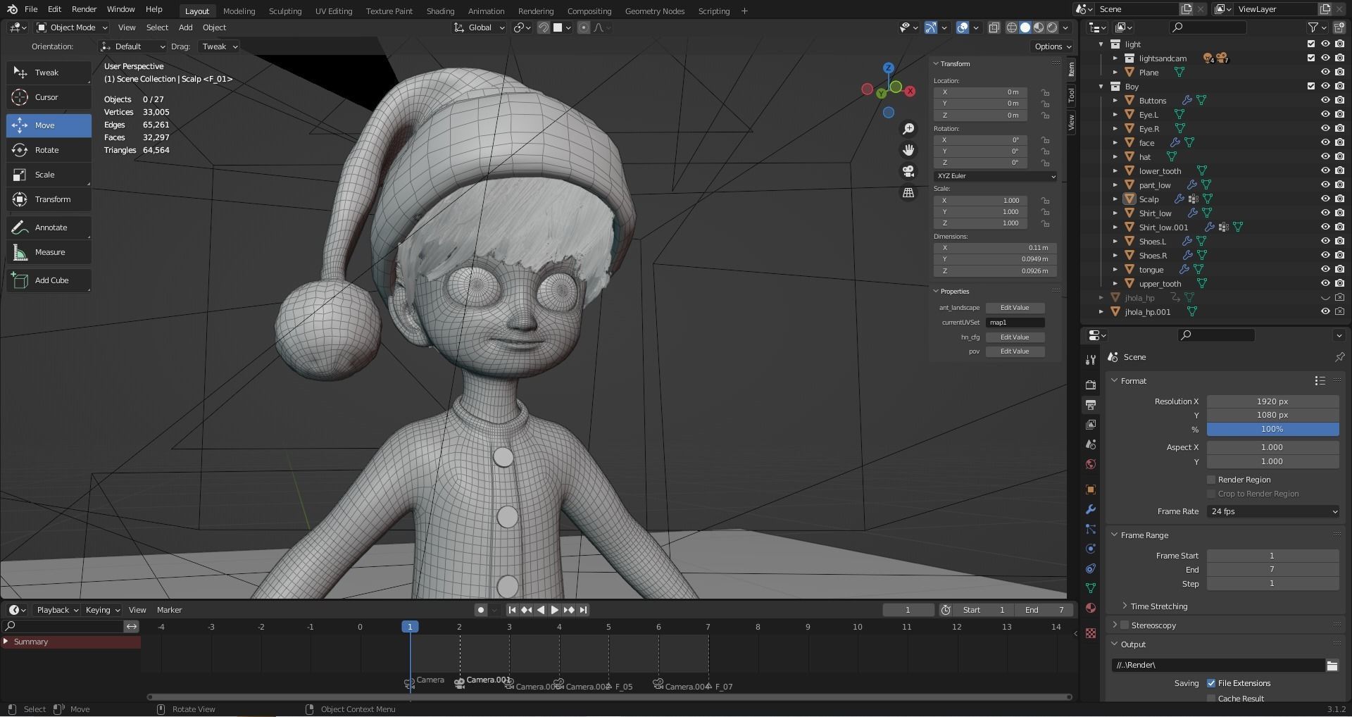 Cartoon Santa Boy NO Rigged in Blender Low-poly 3D model_11