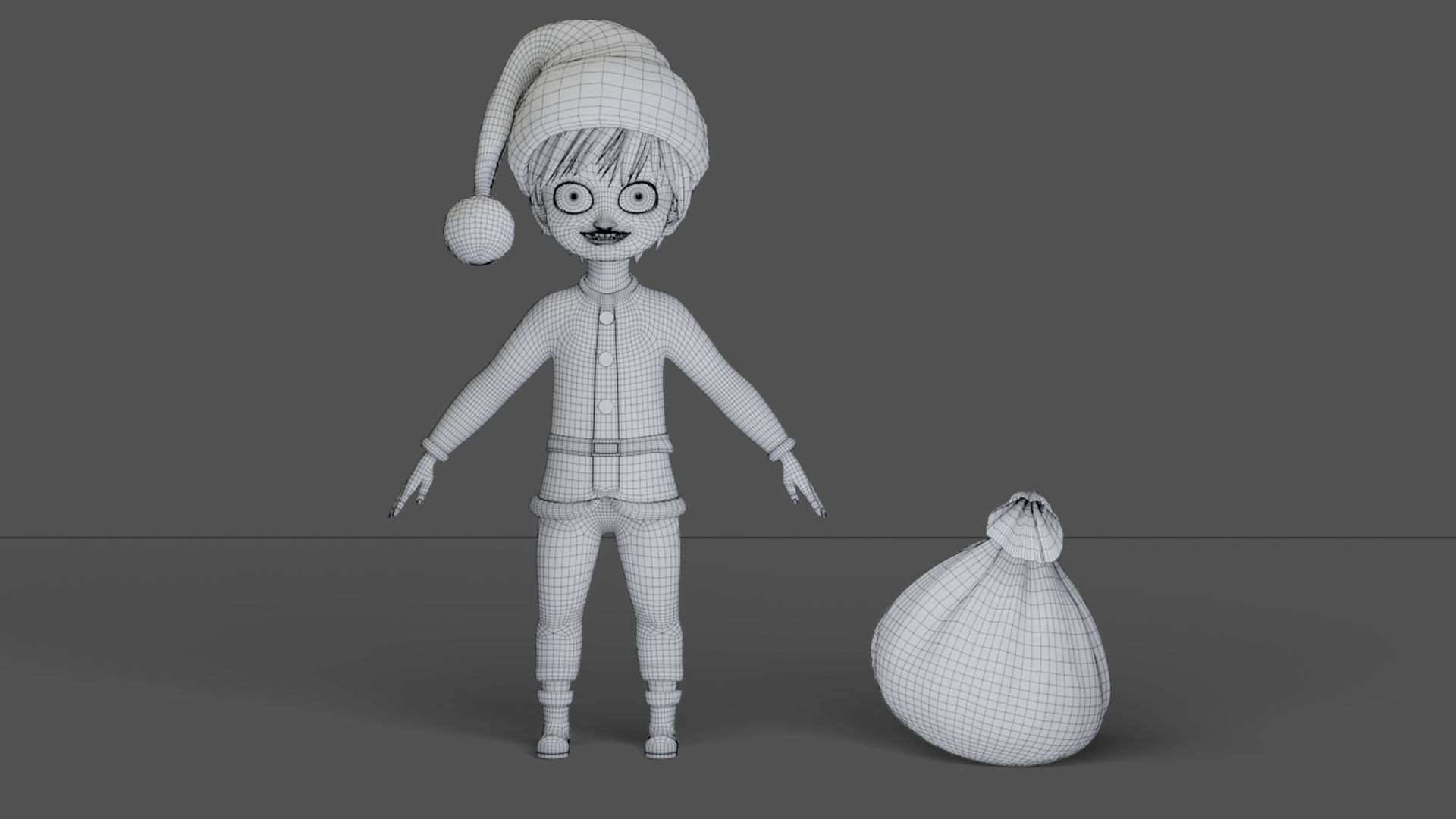 Cartoon Santa Boy NO Rigged in Blender Low-poly 3D model_12