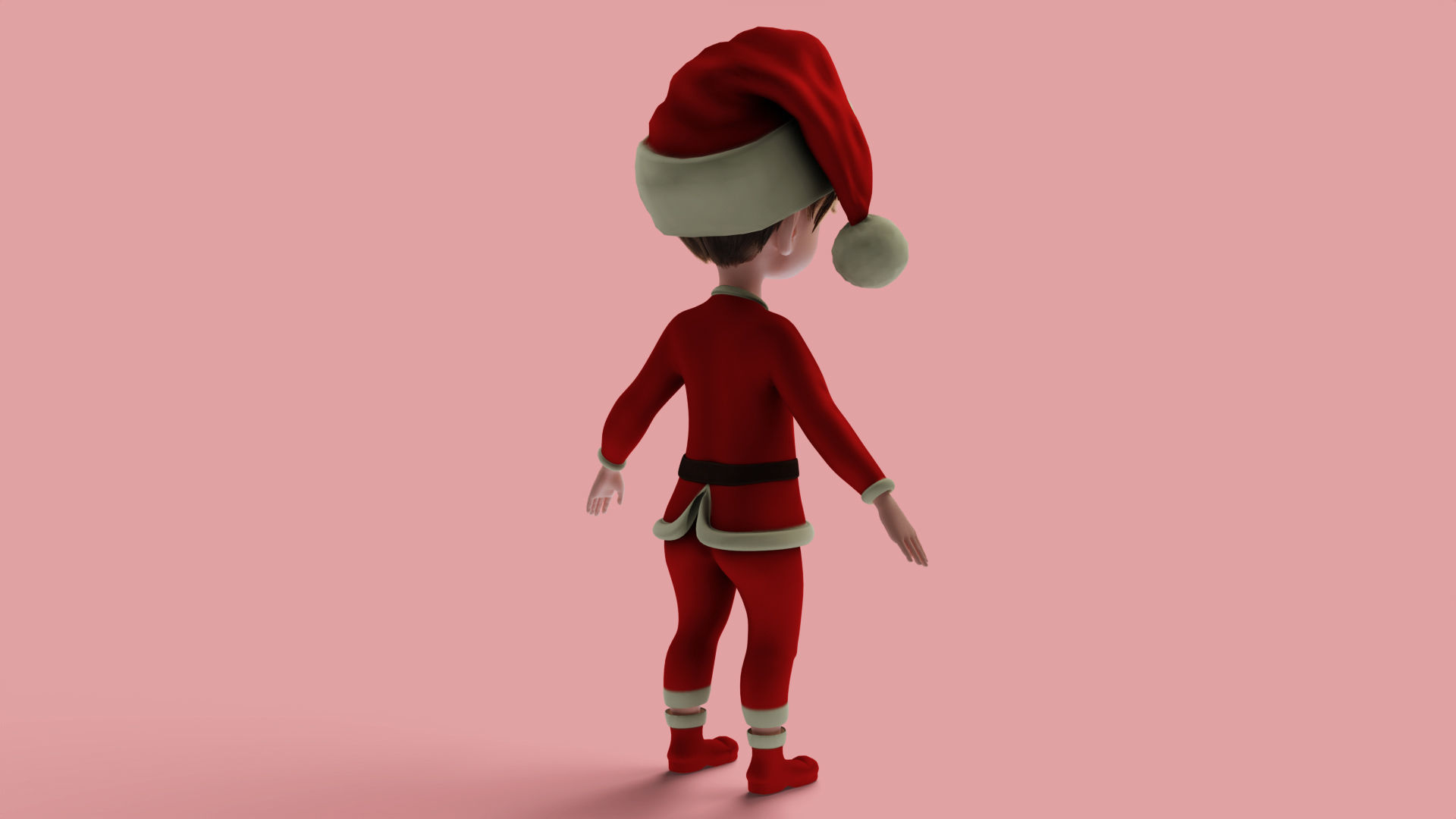 Cartoon Santa Boy NO Rigged in Blender Low-poly 3D model_4