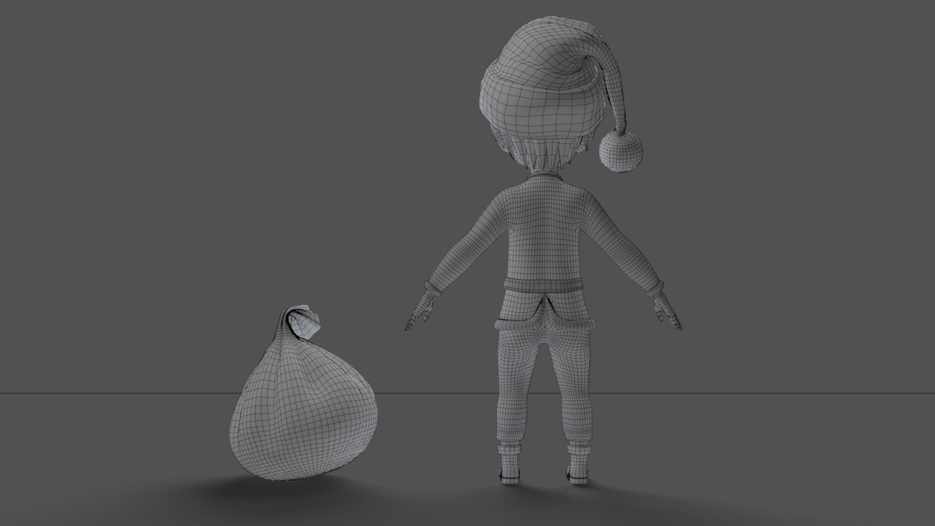 Cartoon Santa Boy NO Rigged in Blender Low-poly 3D model_13
