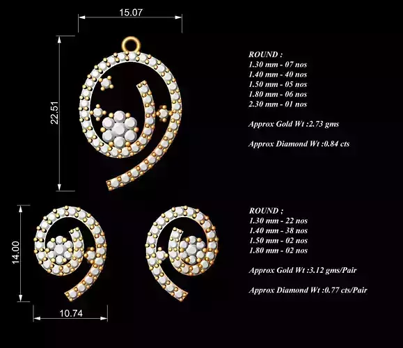 Women Pendants Earrings Set