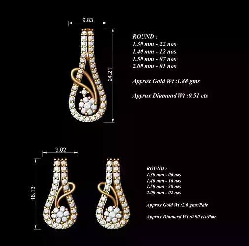 Women Pendants Earrings Set