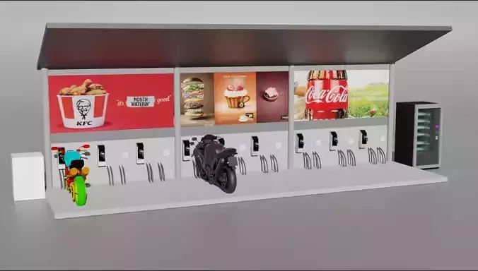 Charging station with everything that is in the scene 