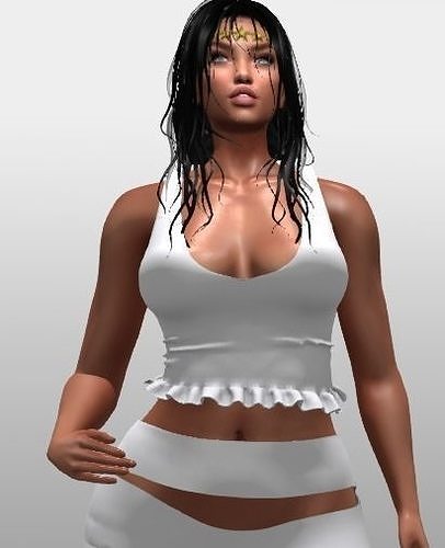 TOP 1 crop with ruffles 3D model
