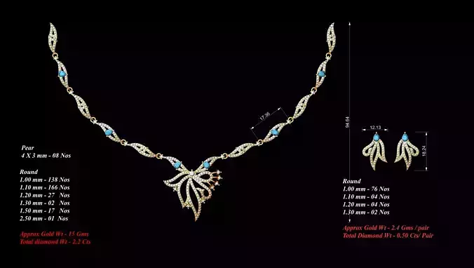 Women Earrings Necklaces Pendants Sets 3D print model
