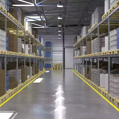 Warehouse 1 with shelves and boxes 3D model