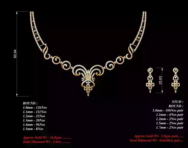 Women Earrings Necklaces Pendants Sets 3D print model