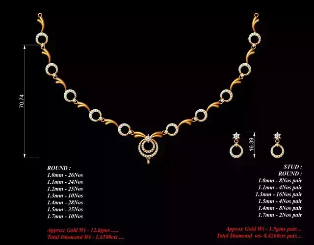 Women Earrings Necklaces Pendants Sets 3D print model
