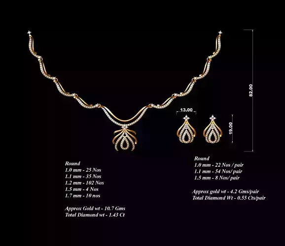 Women Earrings Necklaces Pendants Sets 3D print model