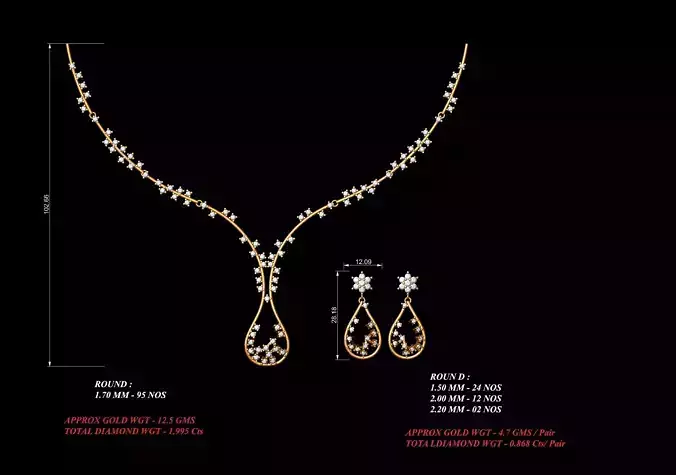 Women Earrings Necklaces Pendants Sets 3D print model