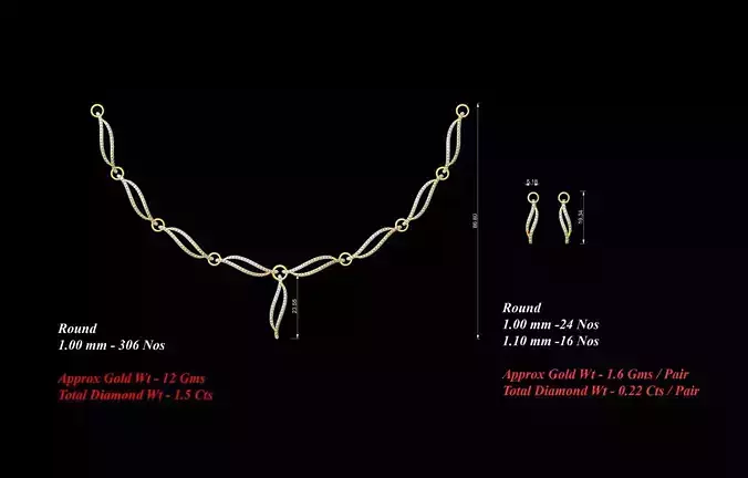 Women Earrings Necklaces Pendants Sets 3D print model