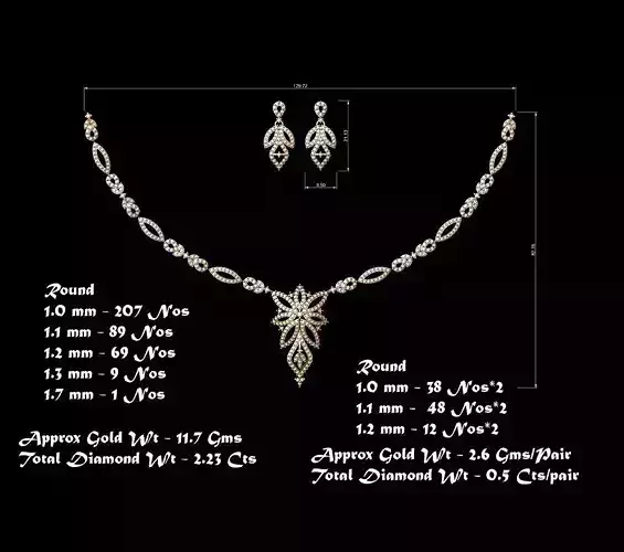 Women Earrings Necklaces Pendants Sets 3D print model