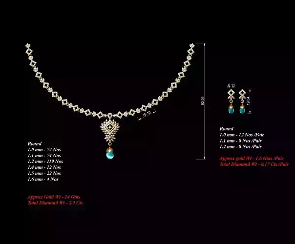 Women Earrings Necklaces Pendants Sets 3D print model