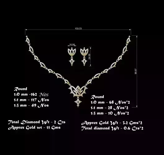 Women Earrings Necklaces Pendants Sets 3D print model