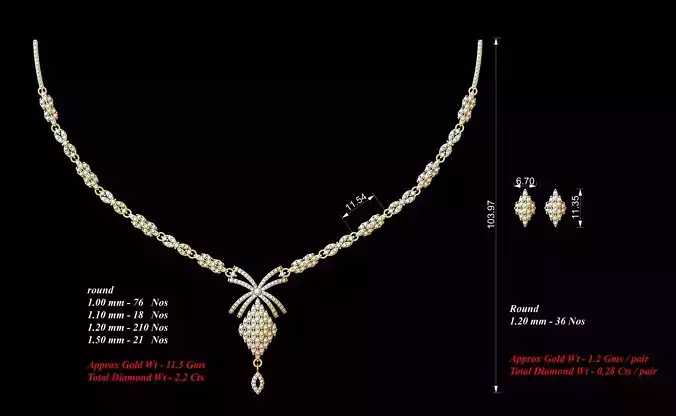 Women Earrings Necklaces Pendants Sets 3D print model