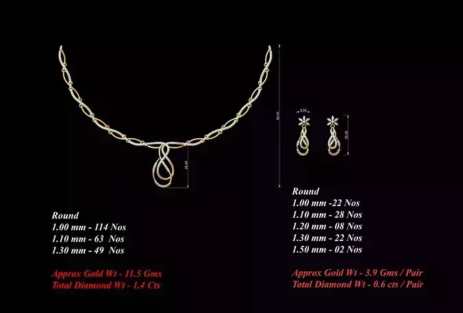 Women Earrings Necklaces Pendants Sets 3D print model