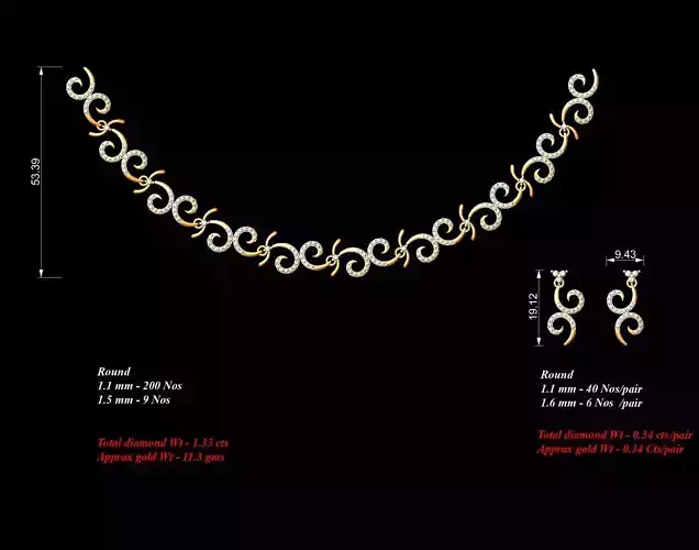 Women Earrings Necklaces Pendants Sets 3D print model