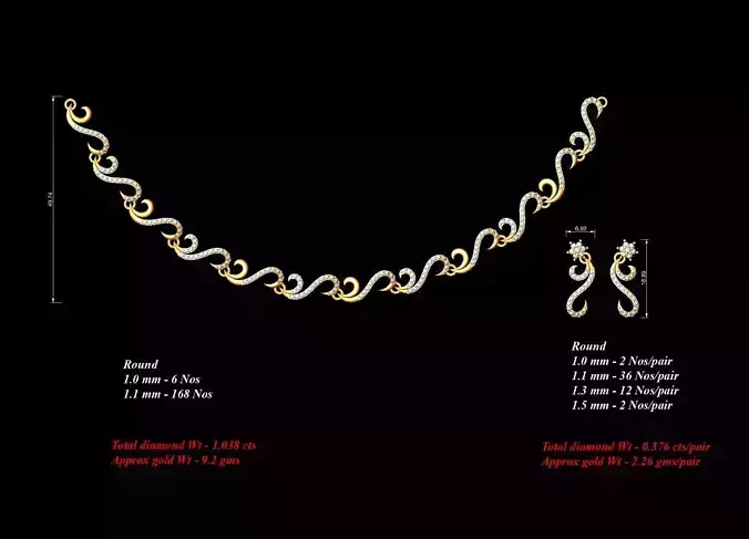 Women Earrings Necklaces Pendants Sets 3D print model
