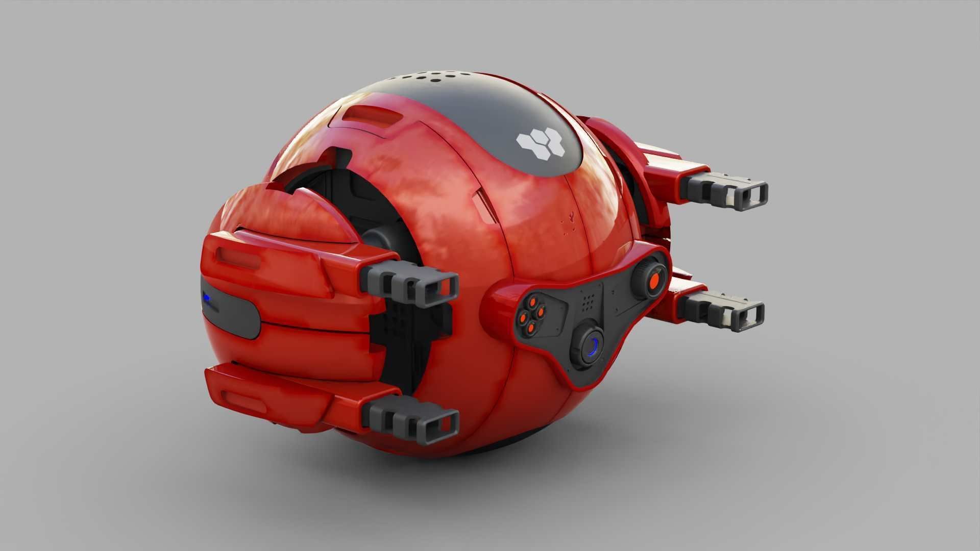 BALL DROID R-166  RIGGED 3D model_19