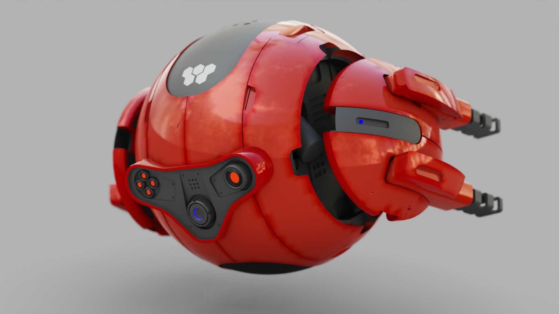 BALL DROID R-166  RIGGED 3D model_27