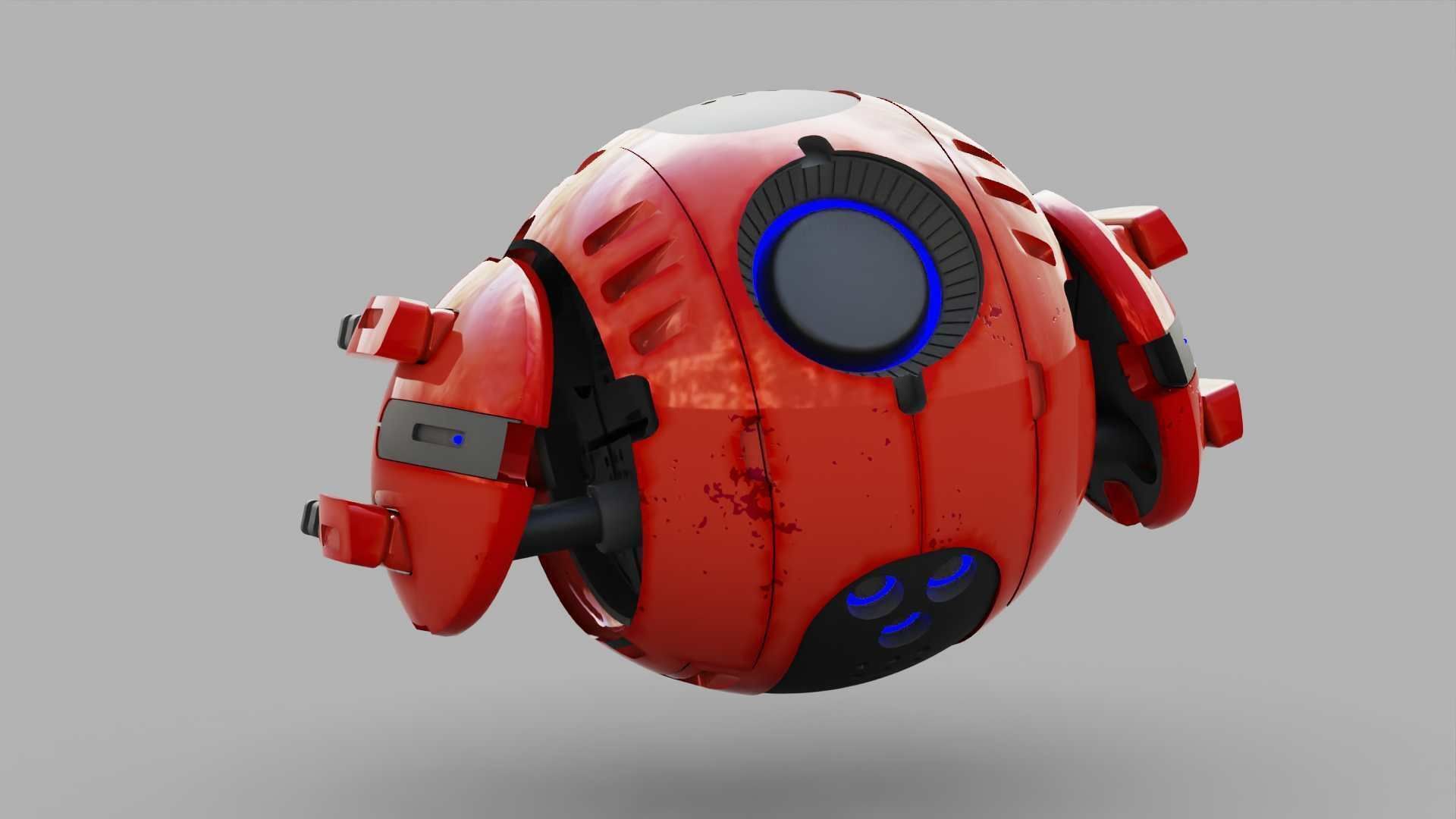 BALL DROID R-166  RIGGED 3D model_6