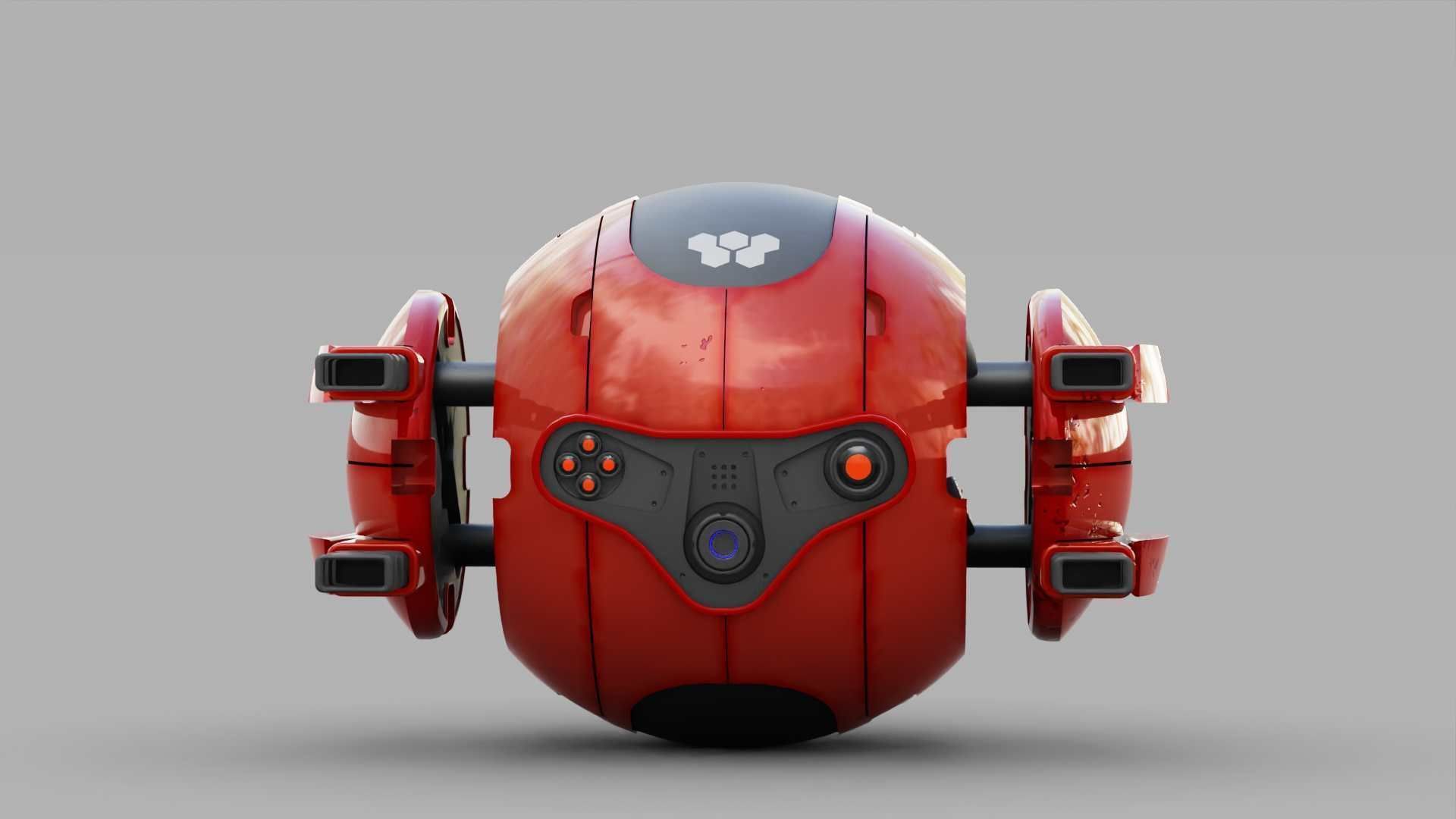 BALL DROID R-166  RIGGED 3D model_13