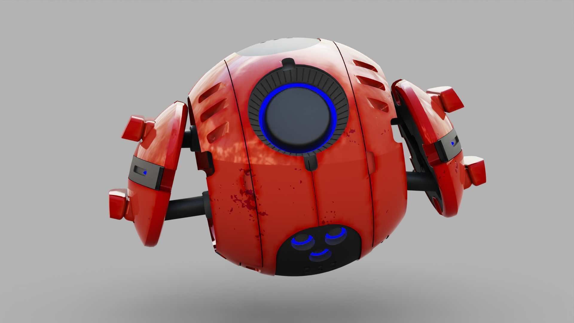 BALL DROID R-166  RIGGED 3D model_7