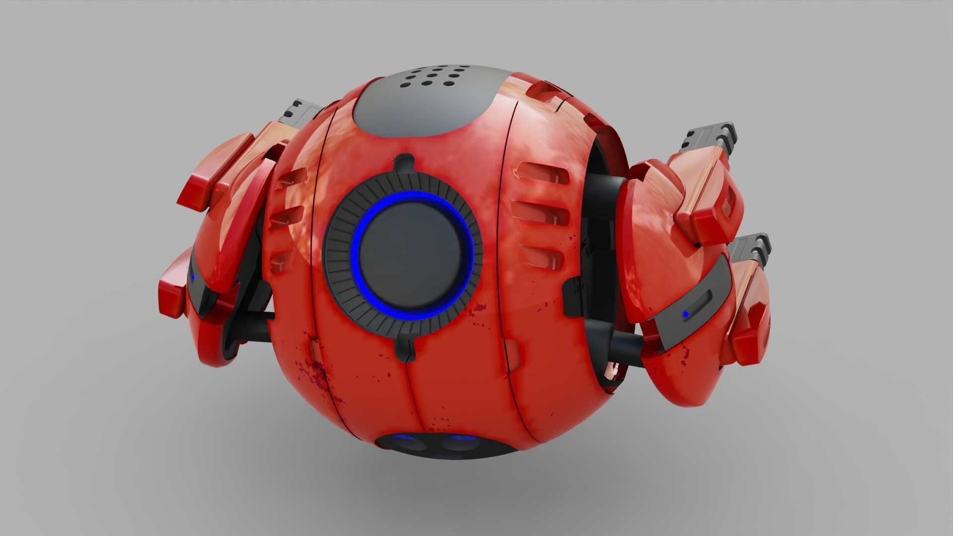 BALL DROID R-166  RIGGED 3D model_8