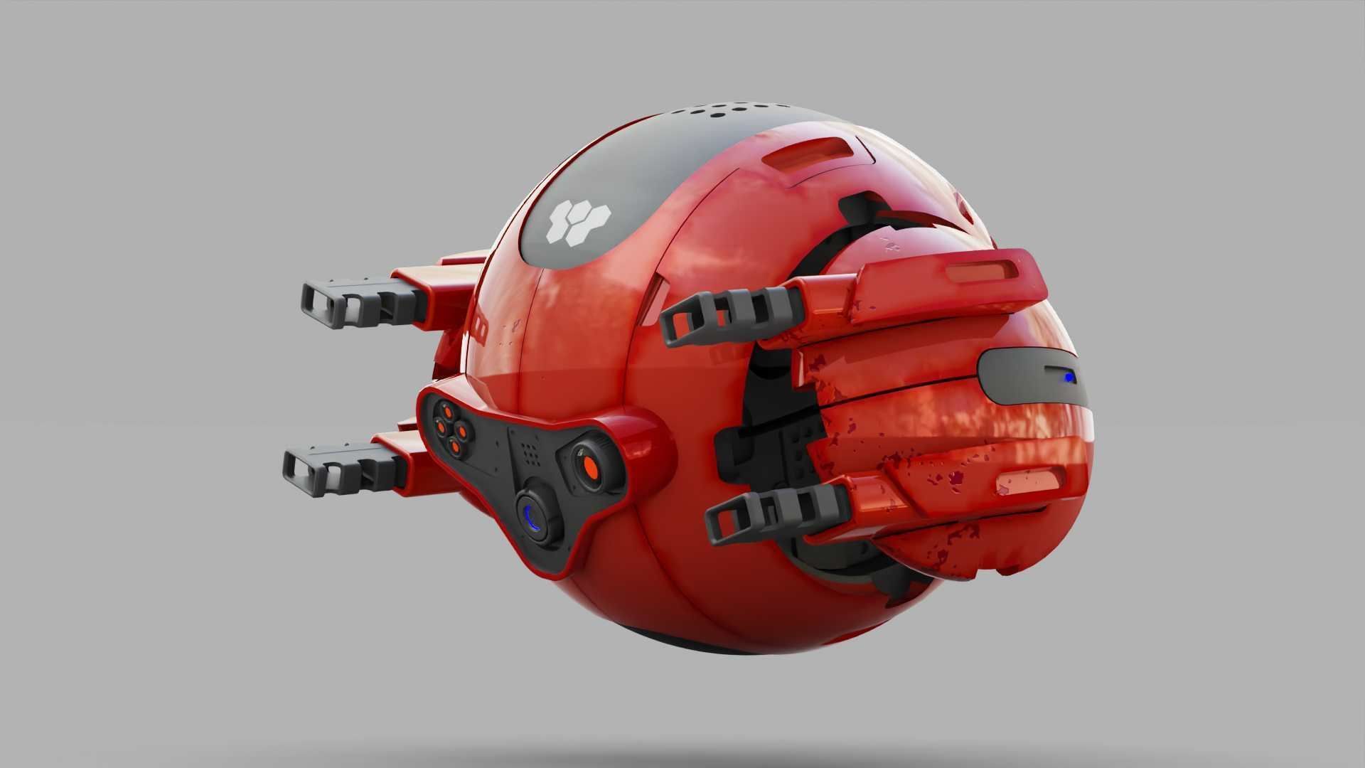 BALL DROID R-166  RIGGED 3D model_1