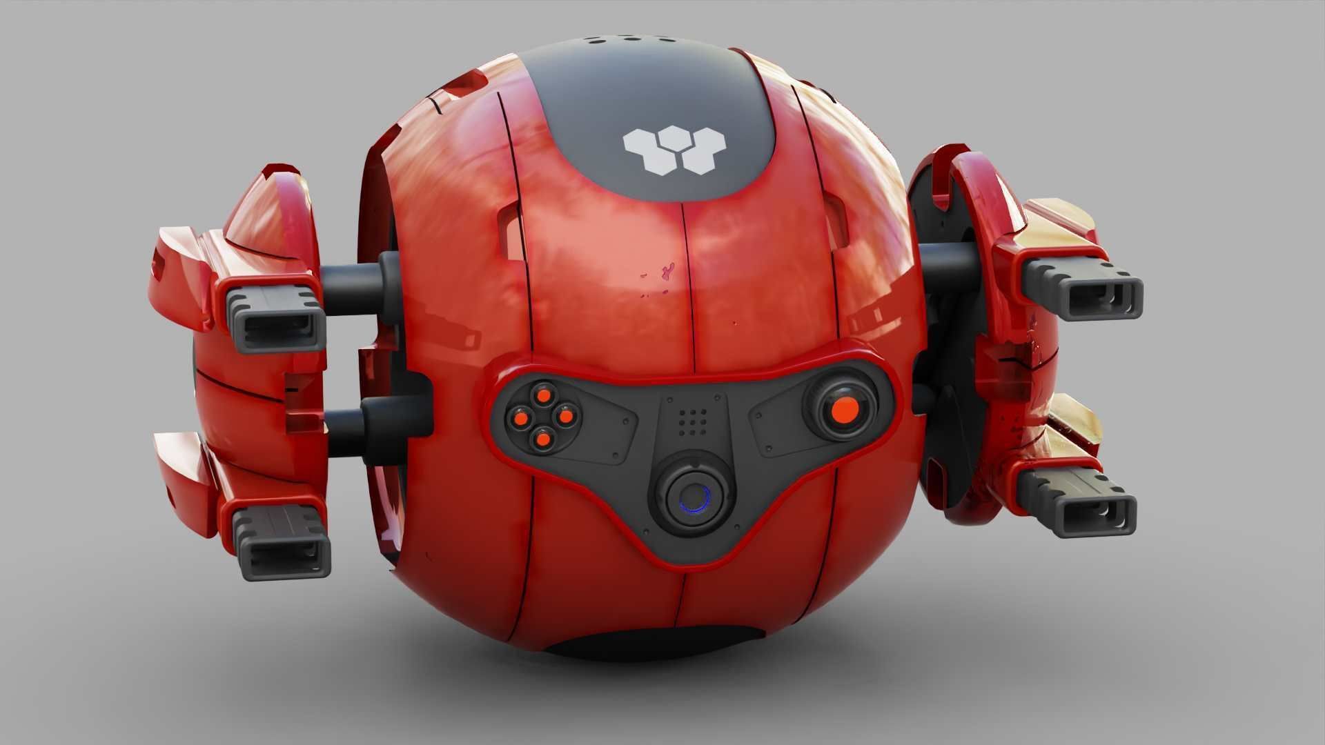 BALL DROID R-166  RIGGED 3D model_20