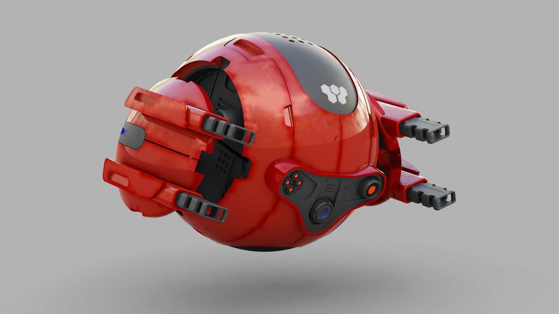 BALL DROID R-166  RIGGED 3D model_11