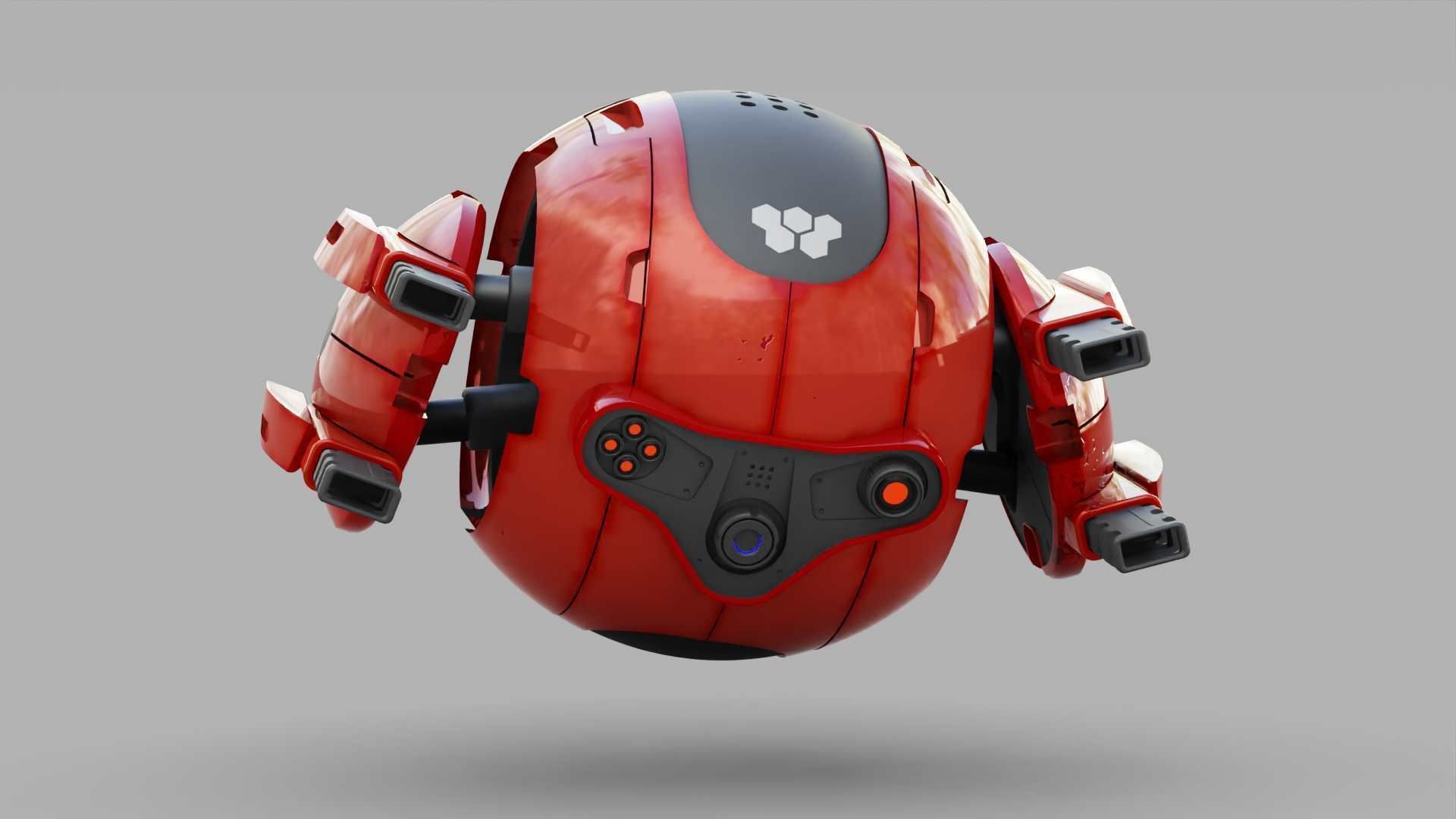 BALL DROID R-166  RIGGED 3D model_12