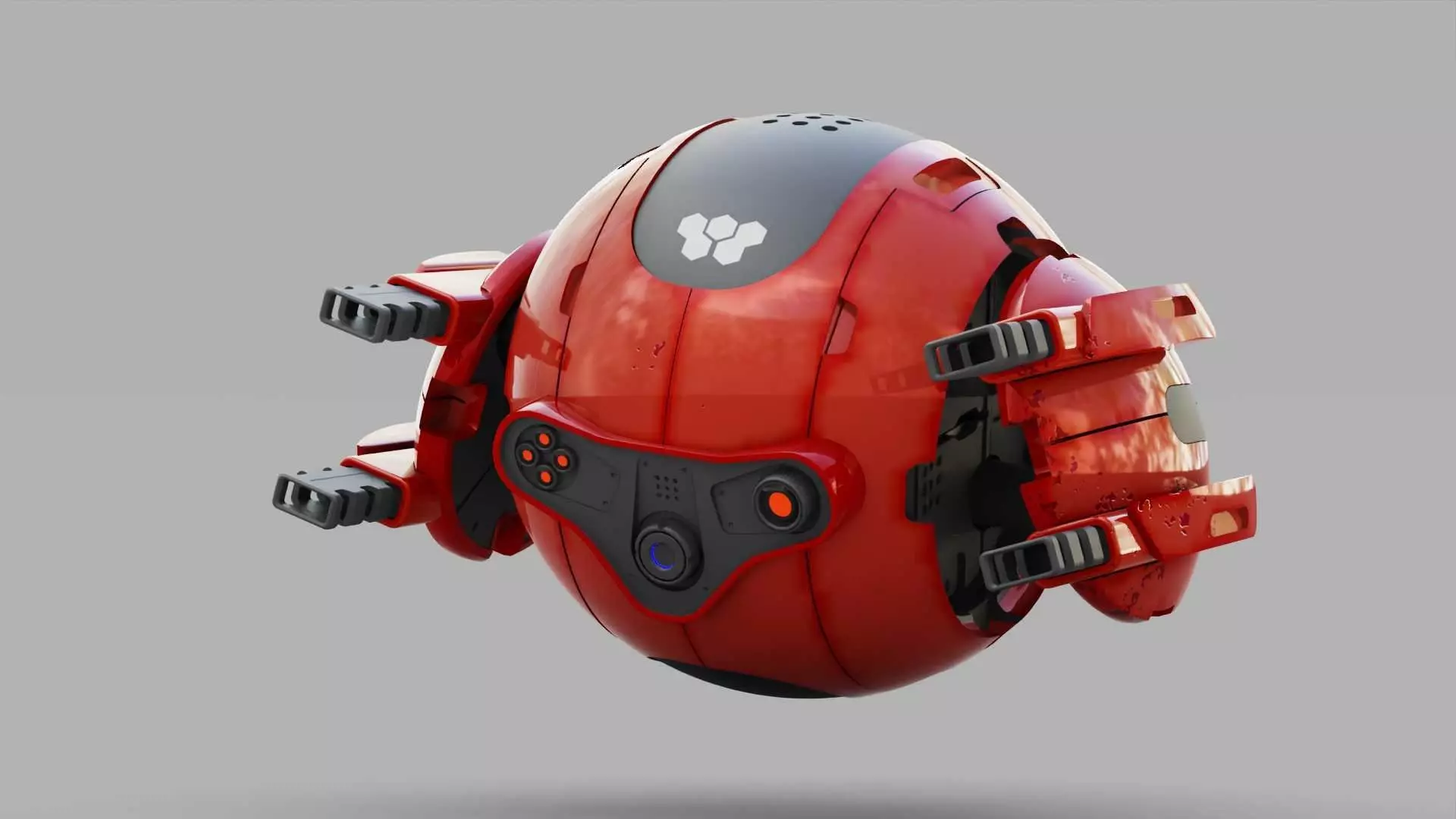 BALL DROID R-166  RIGGED 3D model_0