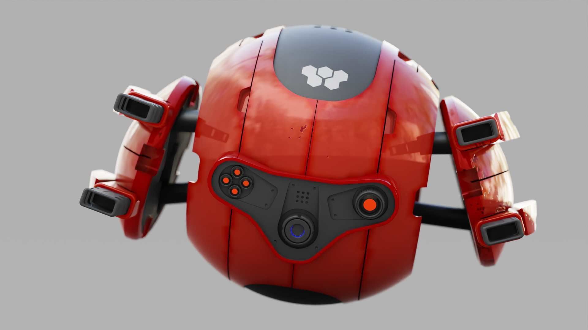 BALL DROID R-166  RIGGED 3D model_29
