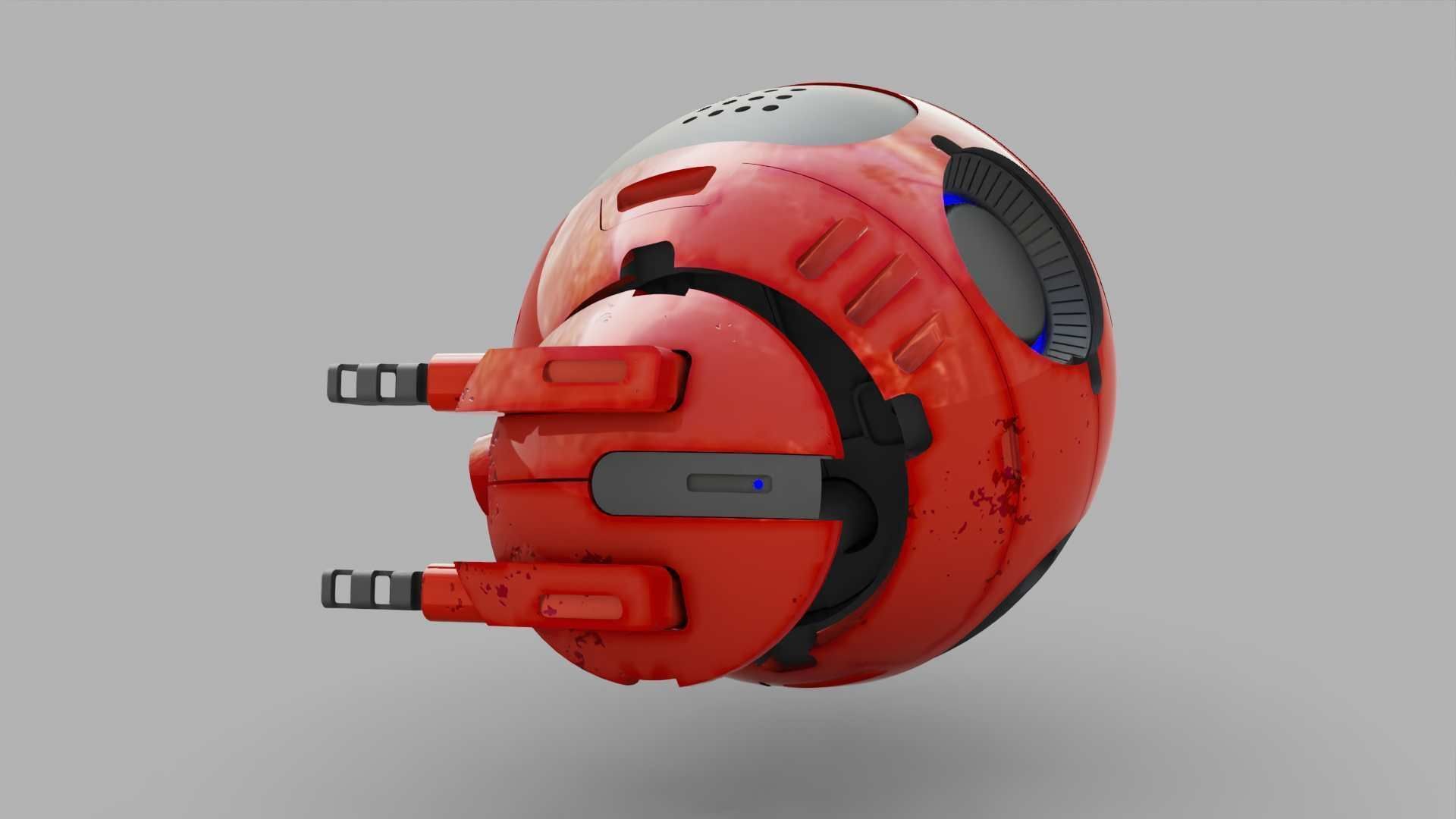 BALL DROID R-166  RIGGED 3D model_4