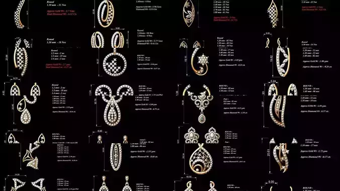182 Women Earrings Necklaces Pendants Sets Collection 