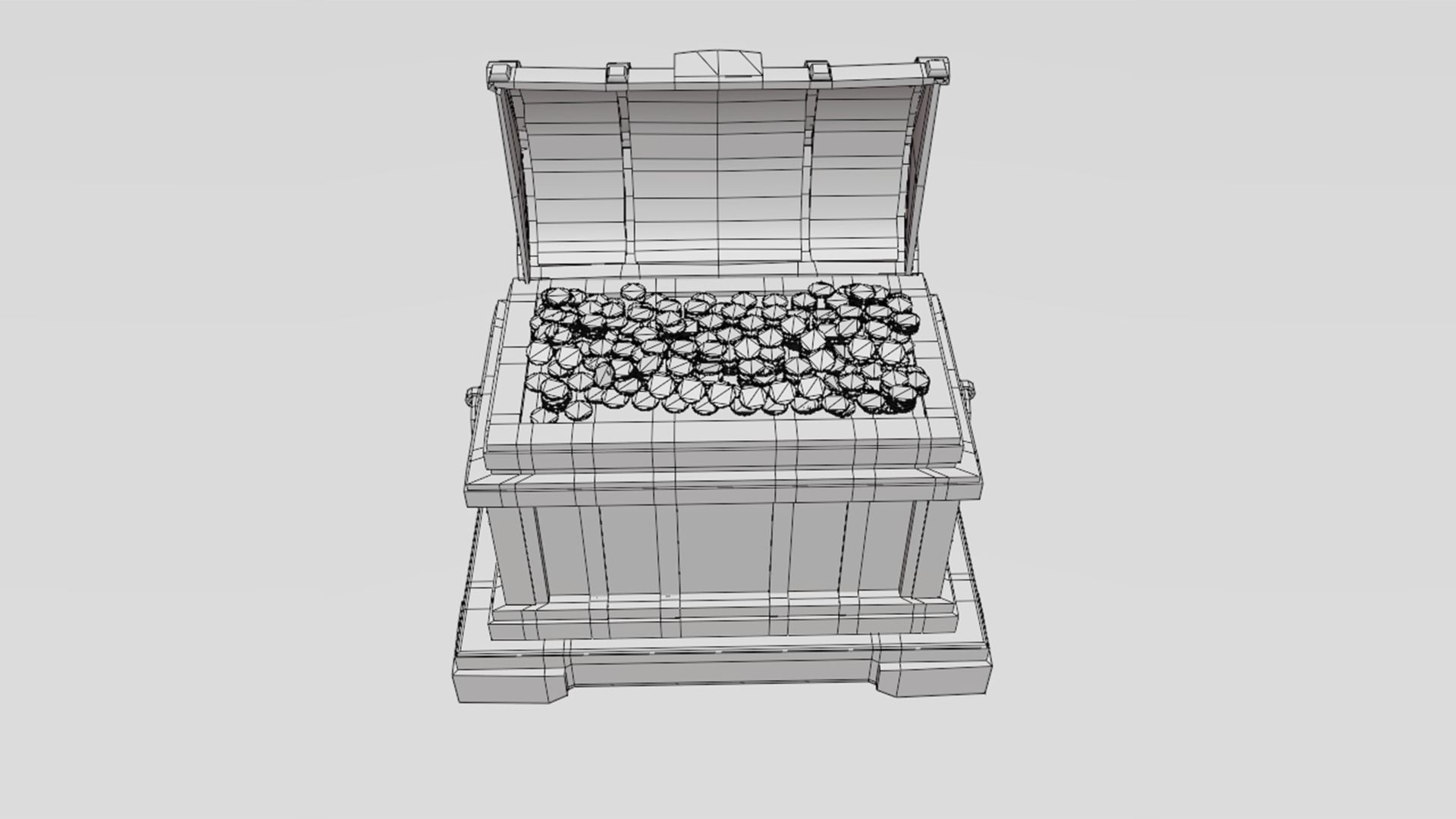 Old Wooden Treasure Box 3D model_5