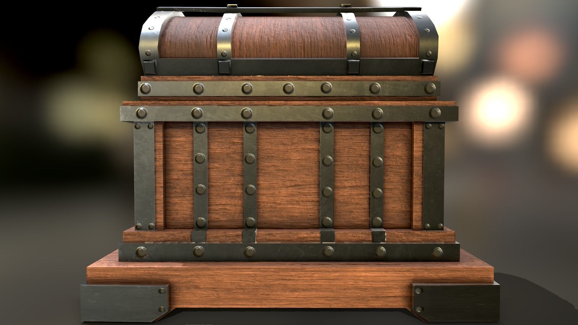 Old Wooden Treasure Box 3D model_4