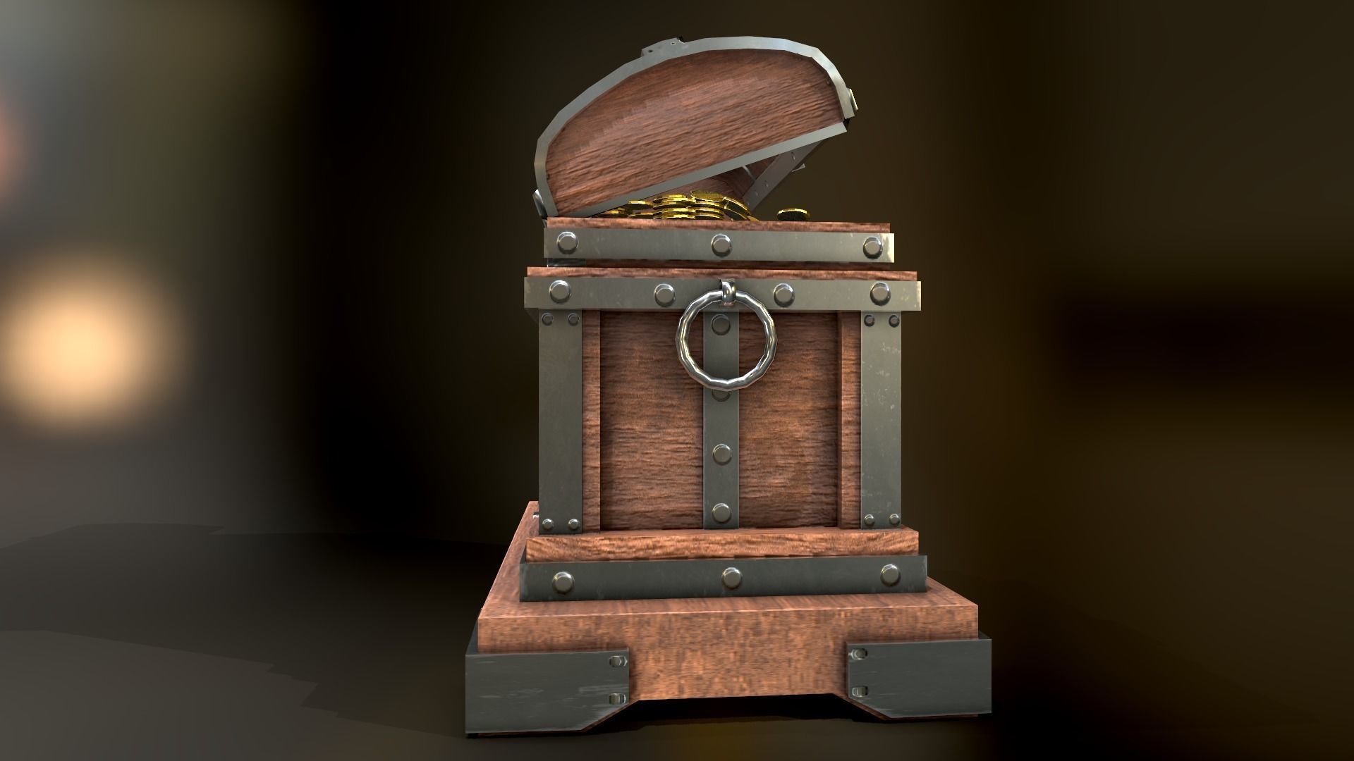 Old Wooden Treasure Box 3D model_1