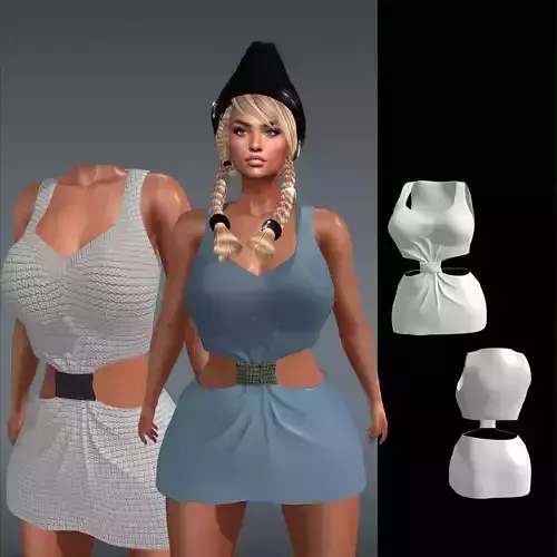 VESTIDO 6 cut out dress for sims 3D model