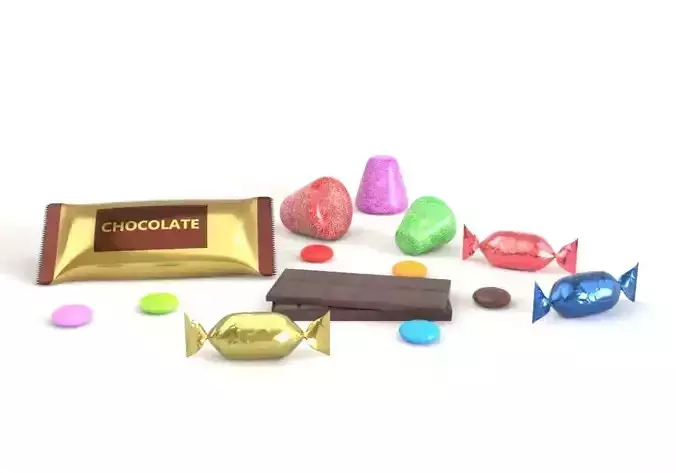 chocolate and candies pbr Free low-poly 3D model