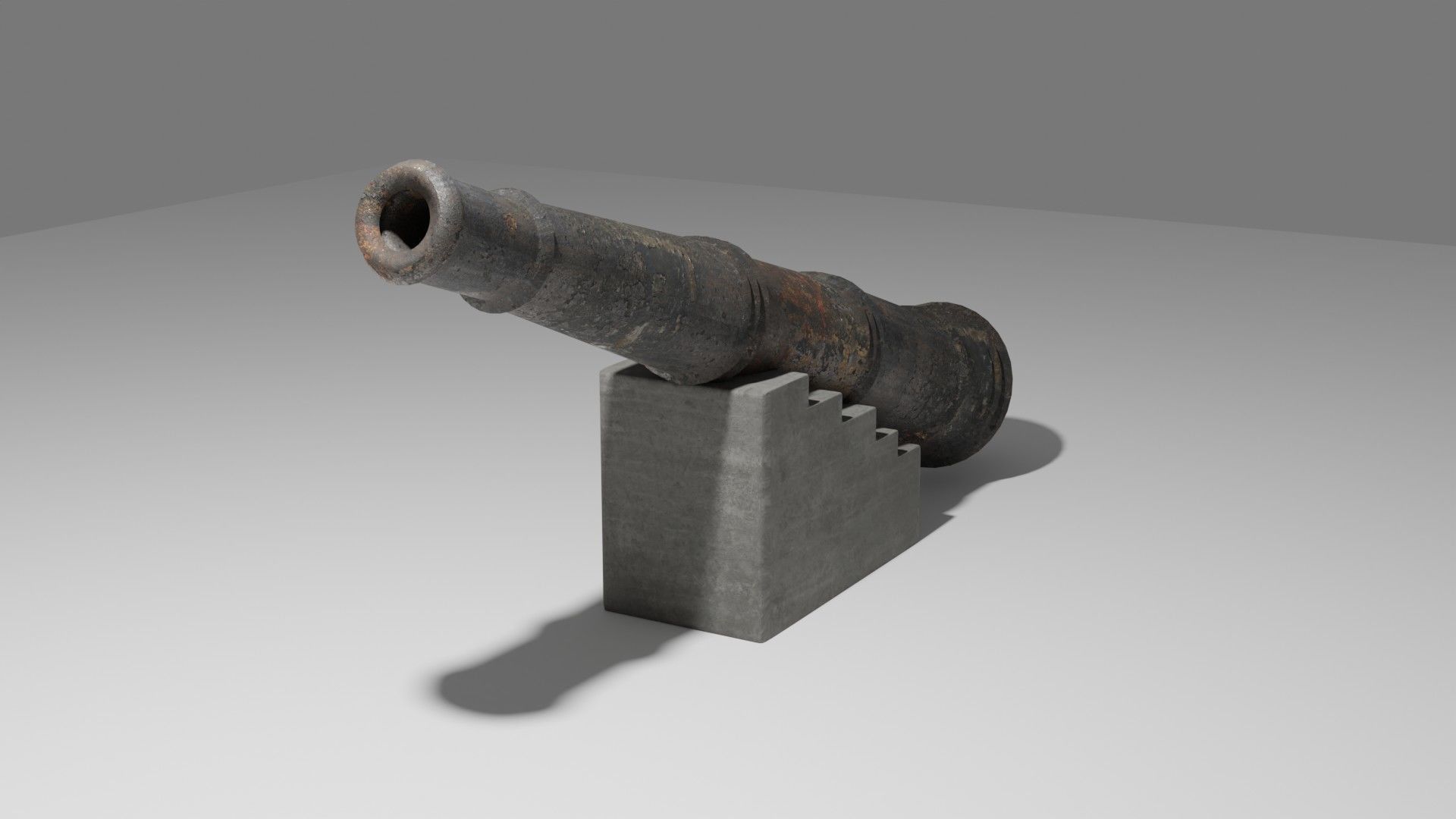 Cannon Statue Low-poly 3D model_4