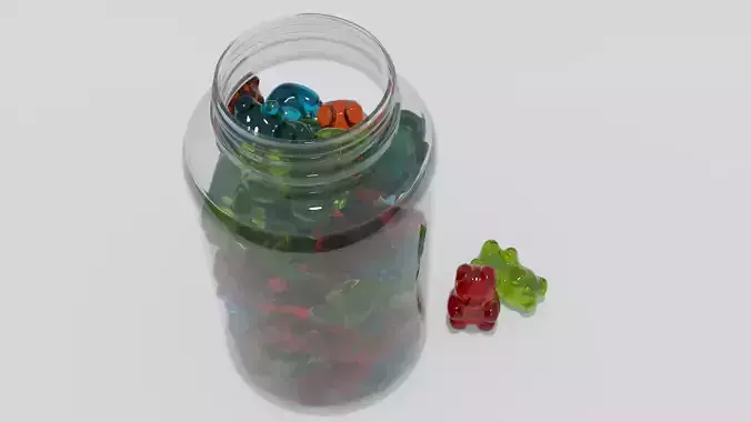 Gummies With Jar 3D Model Download - 3D Jar - Gummy 3D Model Low-poly 3D model