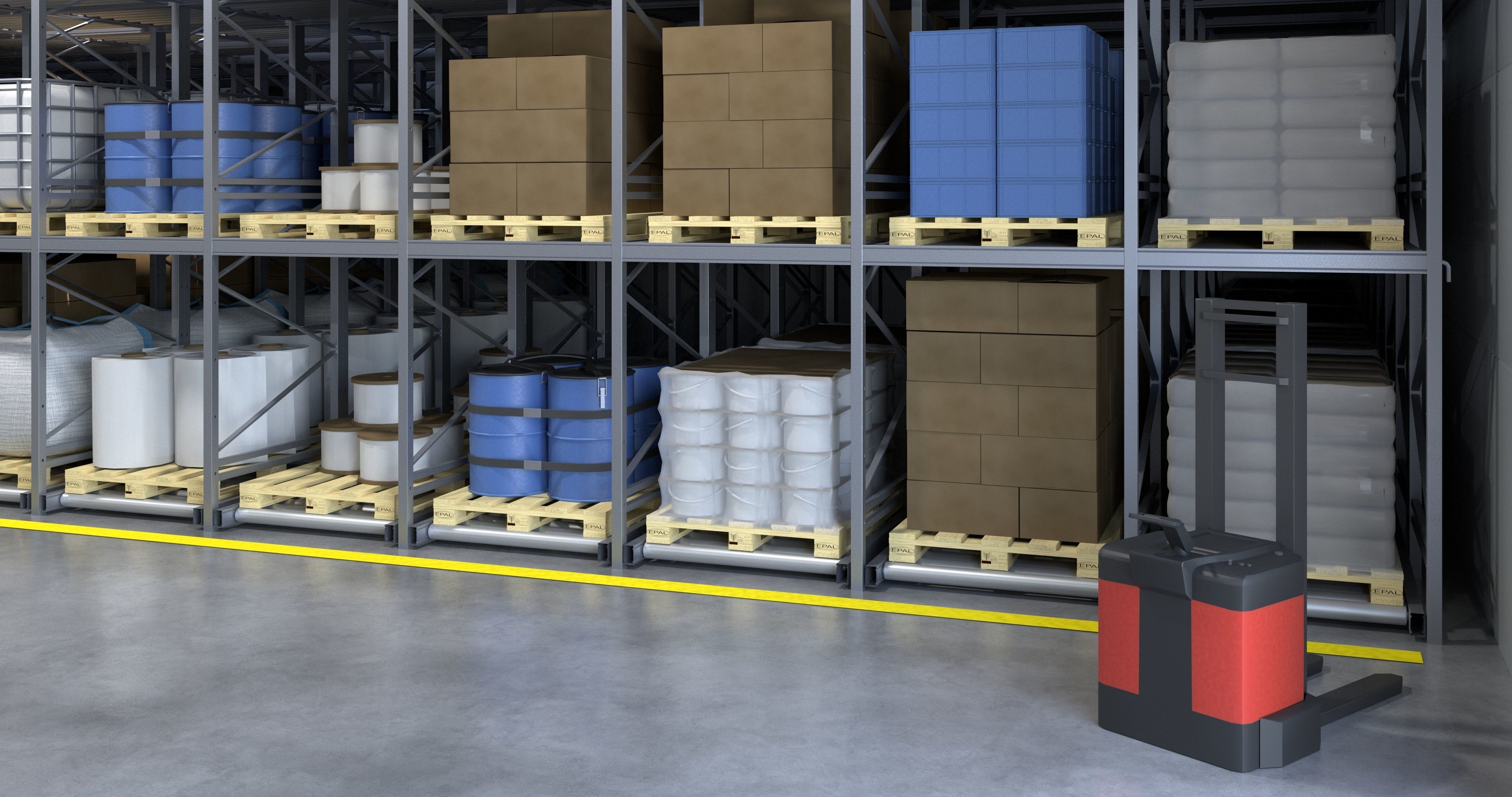 Warehouse 2 with shelves and boxes 3D model_6