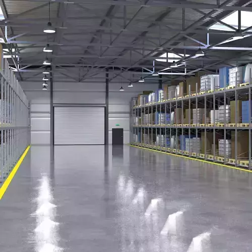 Warehouse 2 with shelves and boxes 3D model